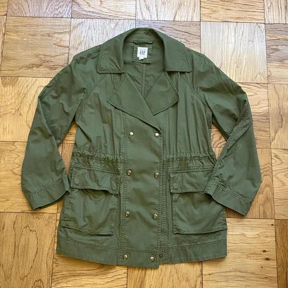 GAP Lightweight Utility Coat Jacket Army Green XS! - Picture 2 of 6
